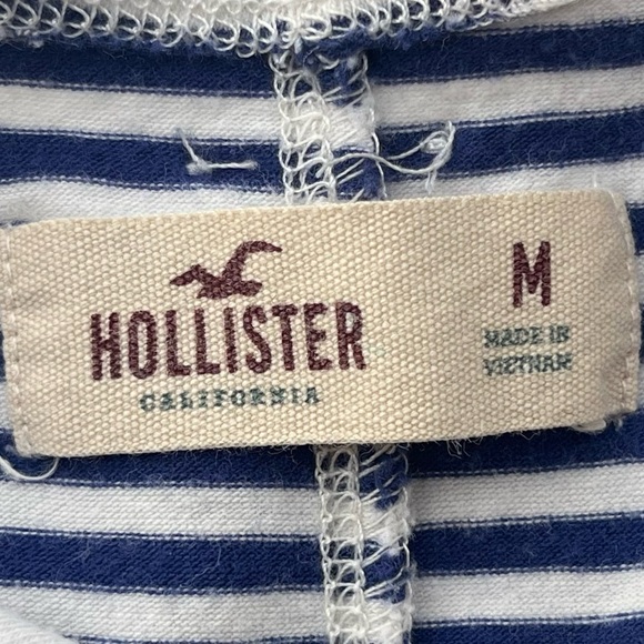 Blue and White Stripped Lace Up the Front Hollister Tank Top Size Medium - Picture 3 of 3